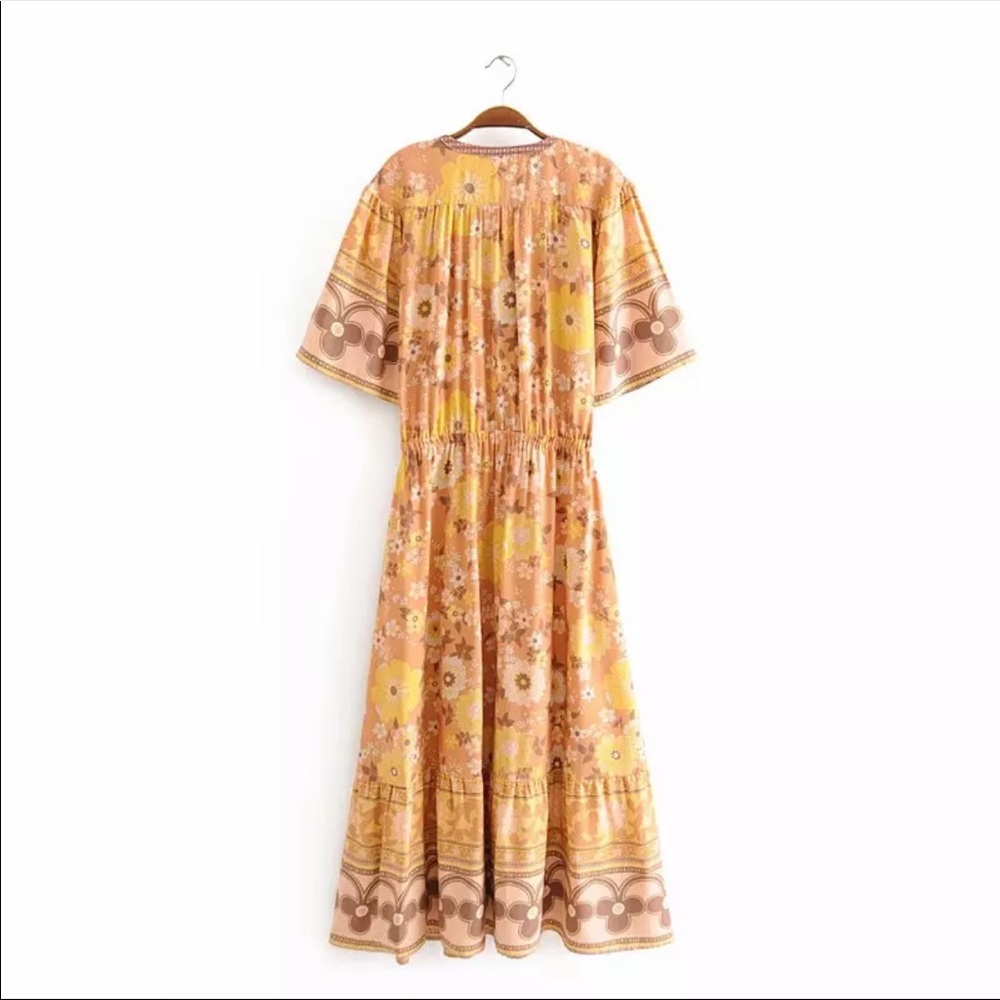 Boho Floral Gypsy Print Maxi Dress Wild Bloom - Picture 8 of 14